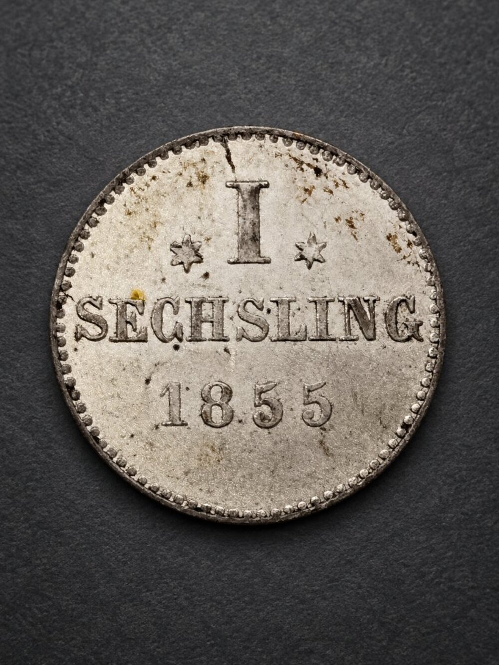 1855 Hamburg 1 Schilling Silver Coin Free Hanseatic City German States KM#585